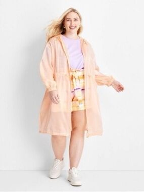 Future Collective Gabriella Karefa-Johnson Hooded Organza Jacket Peach NWT 1X